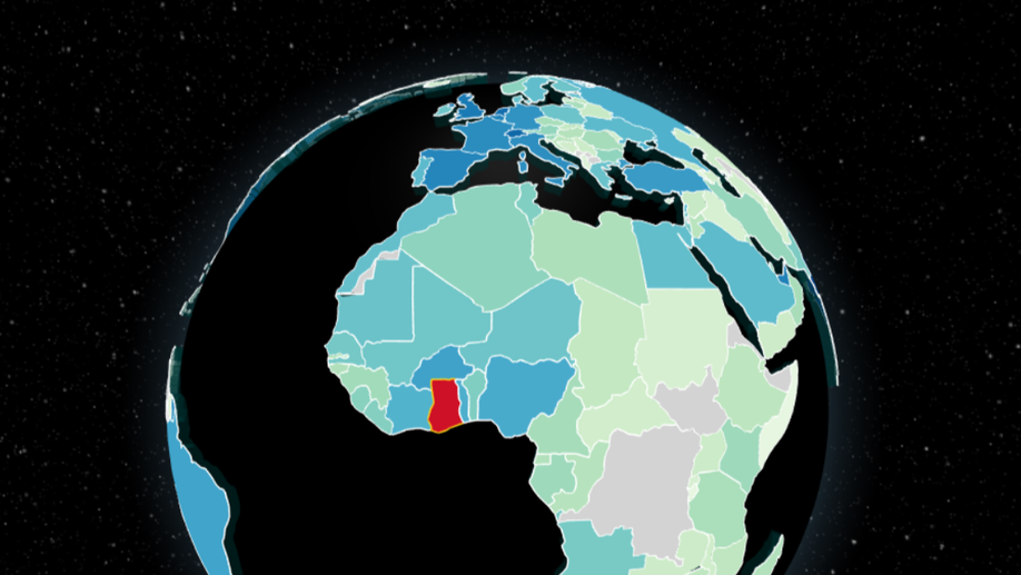 Using D3.js and Globe.gl to Create a 3-dimensional Choropleth of Trading Partners of Ghana Using Comtrade Data
